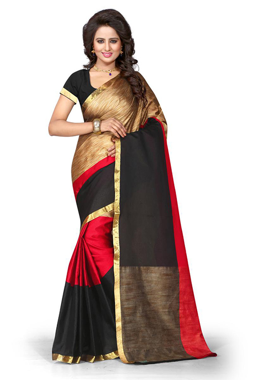 Topdyed Plain Cotton Silk Saree