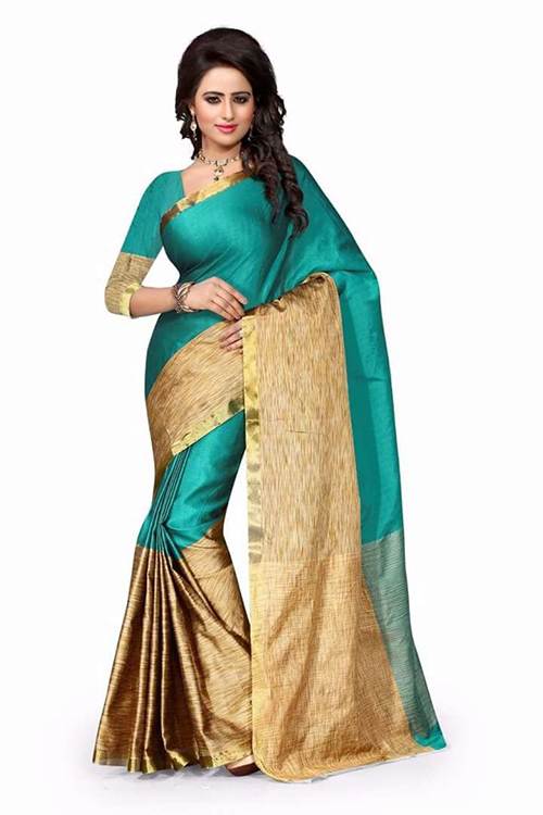 Topdyed Plain Cotton Silk Saree
