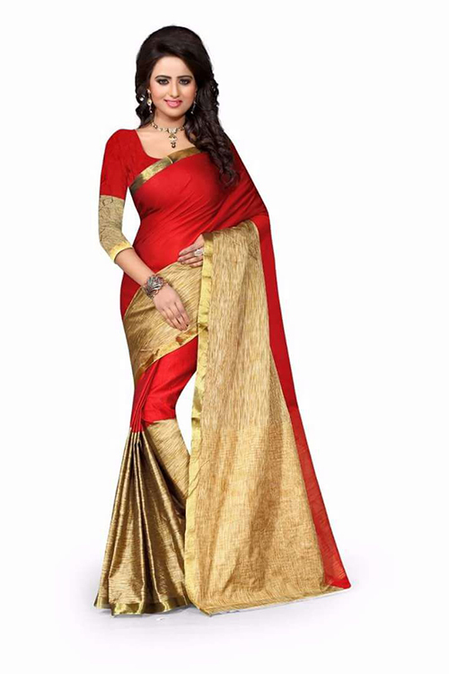 Topdyed Plain Cotton Silk Saree