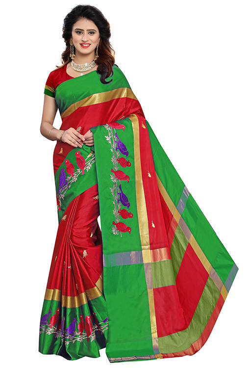 New Embroidery Design Cotton Silk Saree