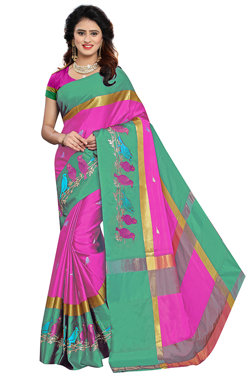 New Embroidery Design Cotton Silk Saree