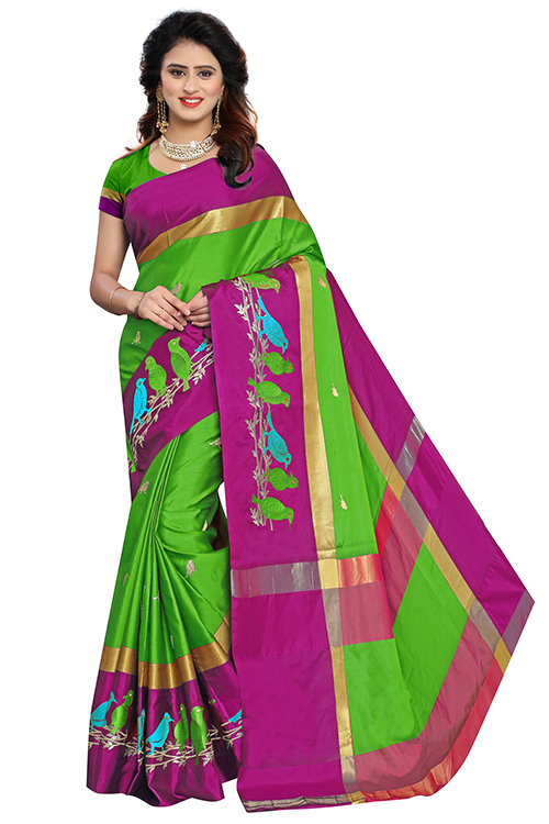 New Embroidery Design Cotton Silk Saree