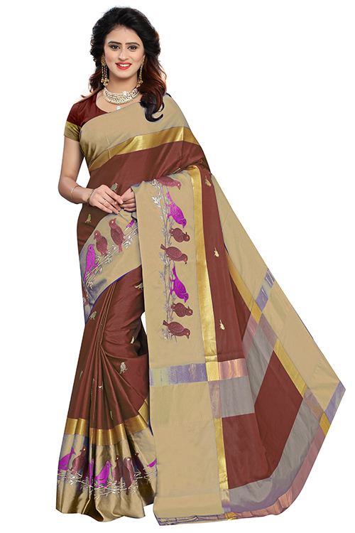 New Embroidery Design Cotton Silk Saree