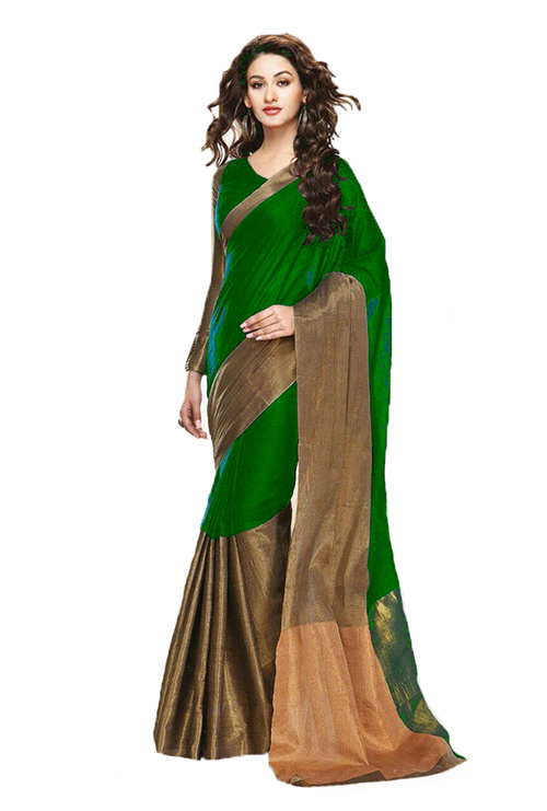 Visava Plain Cotton Silk Saree