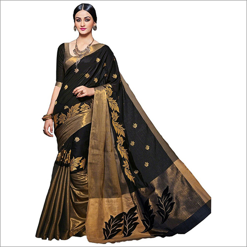 Visava Embroidery Work Cotton Silk Saree