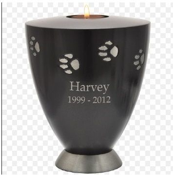 Gray Candle Holder Paw Print Pet 60 Cu In Cremation Urn