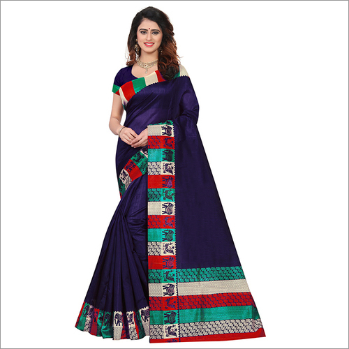 Mala Bhagalpuri Printed Saree - Art Silk Material, 5.5 Mtr Length, Purple & Maroon Color, Plain Pattern, Laces Closure | Women's Elegant Saree Design