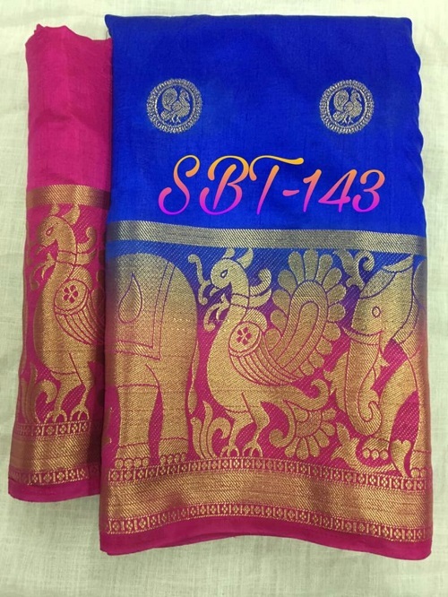 Kanjivaram Style Saree With Jari Butta In Body