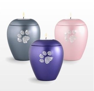 Crystal Pet Paw Print Tea Light Urn