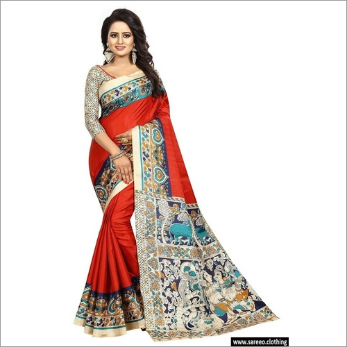Kalamkari Design Bhagalpuri Printed Saree