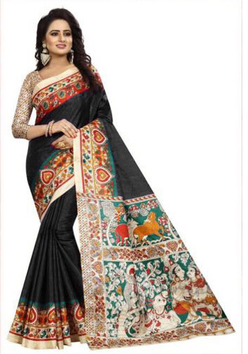 Kalamkari Design Bhagalpuri Printed Saree
