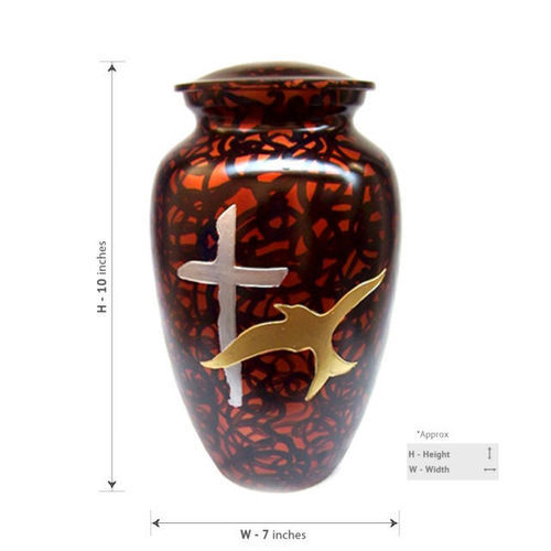 Religious Cross Aluminium Cremation Urn For Ashes