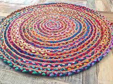 Multi Color Braided Jute Chindi Round Area Rugs
