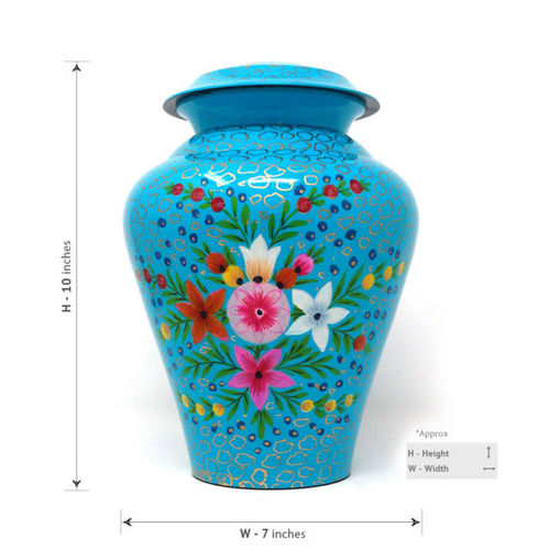 Colorful Hand painted Flower Aluminium Cremation Urn For Ashes