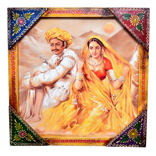Indian Traditional Village Painting Wooden Handicraft Wall Hanging Decorative Painting
