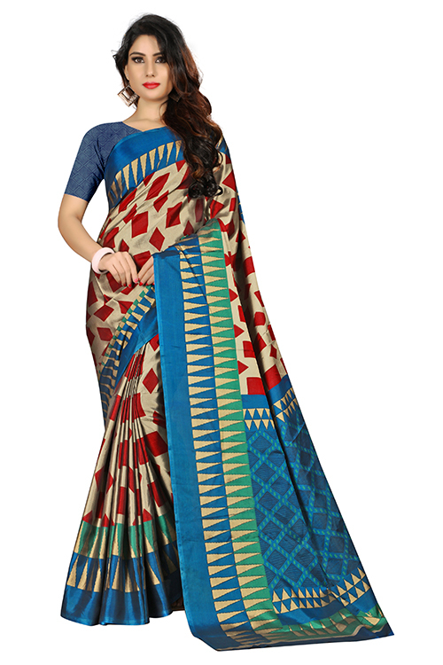 Box Printed Pencil Silk Saree