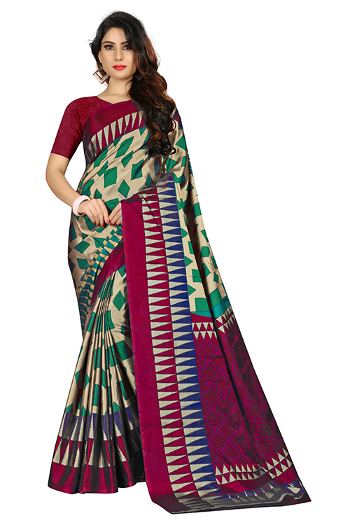Box Printed Pencil Silk Saree