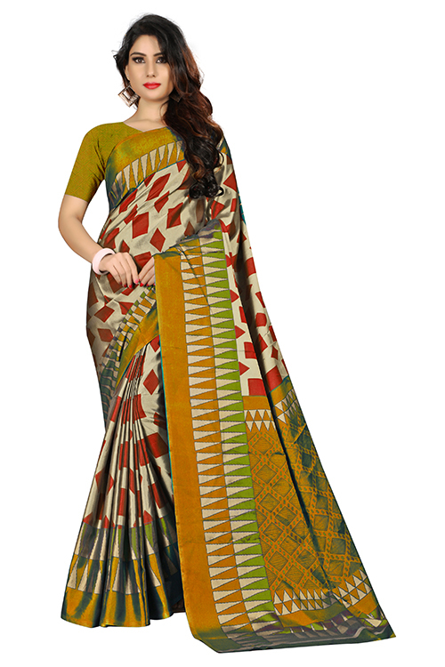 Box Printed Pencil Silk Saree