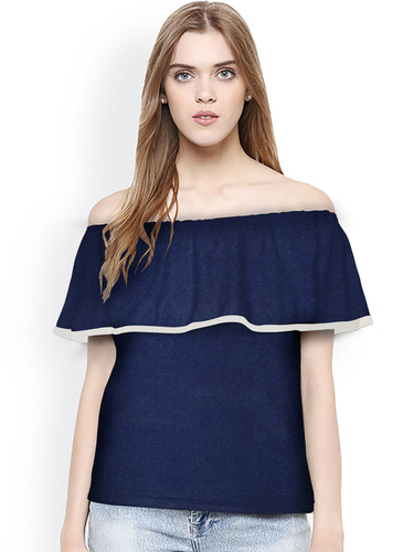 Ladies T Shirt - Polyester, Sizes M, S, L, XL, XXL, Blue Color, Short Sleeves | Trendy Design, Soft Fabric, Durable Quality, Easy to Wash
