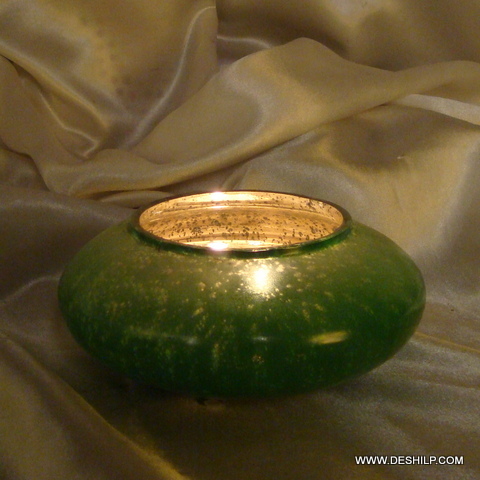 GREEN COLOR GLASS CANDLE HOLDER for home decoration