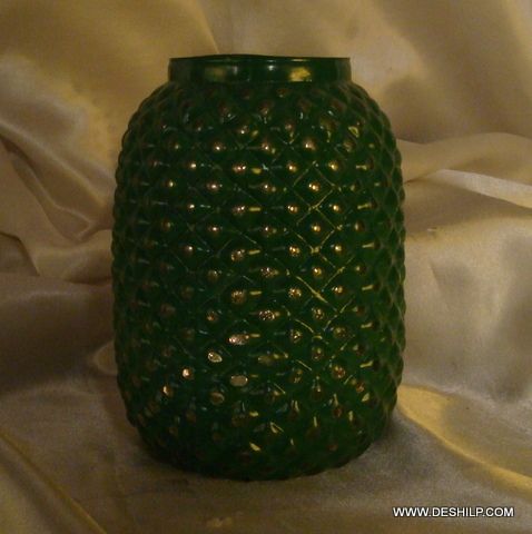 GREEN COLOR FINISH FLOWER VASE GLASS MADE