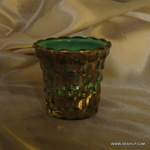 ANTIQUE FINISH GLASS MADE CANDLE HOLDER