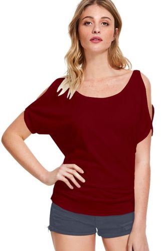 Girls Plain Round Neck T Shirt - Polyester Fabric, Size S to XXL, Maroon Color, Sleeveless Style | Trendy Design for Fashionable Comfort