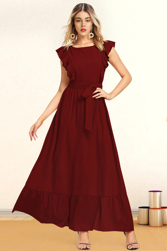 Exclusive Designer Maroon Rayon Frock Suit - Sizes S to XXL | Sleeveless, No Fade, Washable, All Season Wear