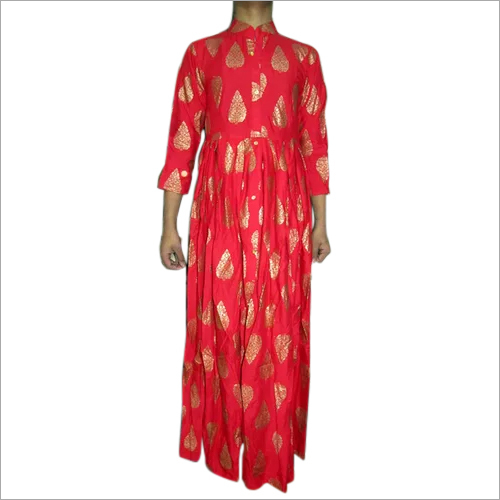 Block Print Rayon Fabric Red Ladies Kurta By WESTERN DESI