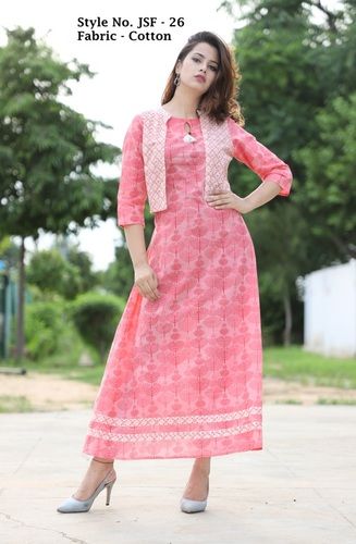 Pink Designer Cotton Kurti