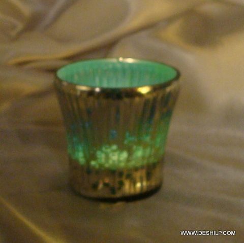 Silver Glass Candle Holder