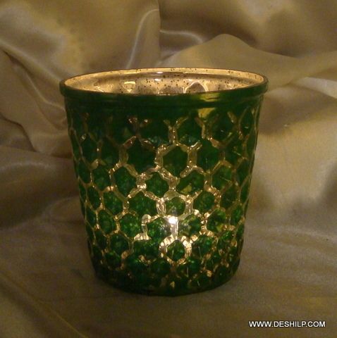 GREEN GLASS T LIGHT VOTIVE