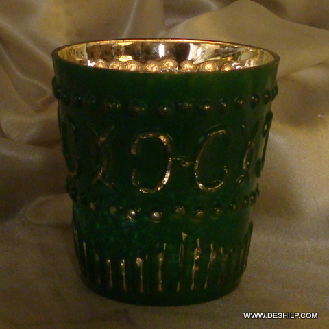 Silver Glass Candle Handmade Votive