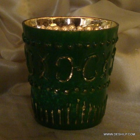 Silver Glass Candle Handmade Votive