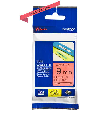 Brother Genuine Black on Red P-Touch Tape(TZe-421) 