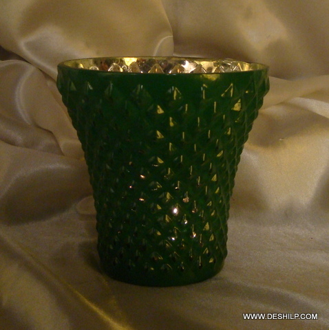 Silver T Light Candle Holder - Material: Glass