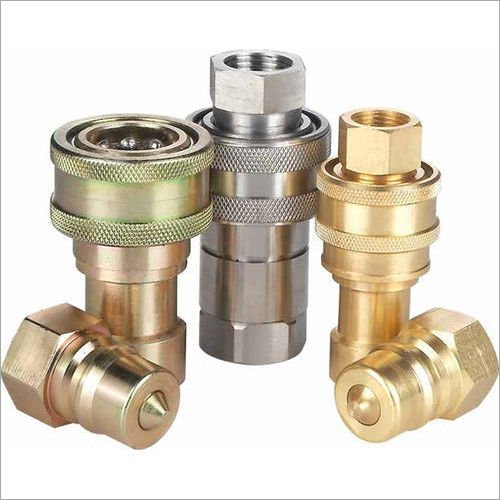 Hydraulic Quick Release Coupling - Metal, Round Shape | Golden & Silver Finish