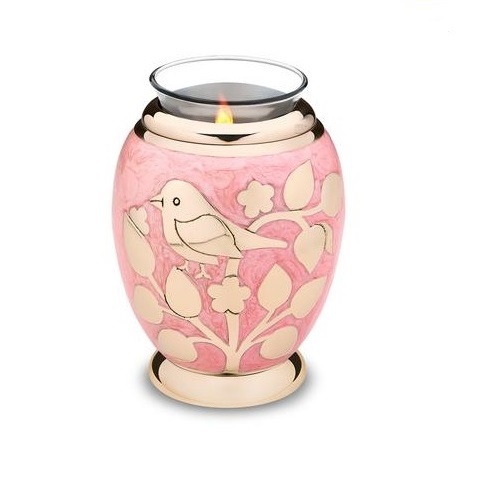 Blessing Birds Gold Tealight Urn