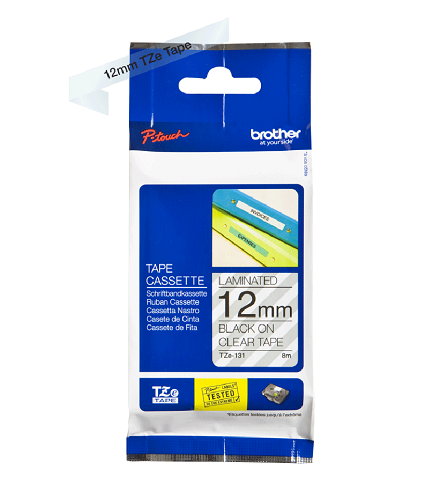 Brother Genuine Black on Clear P-Touch Tape(TZe-131)