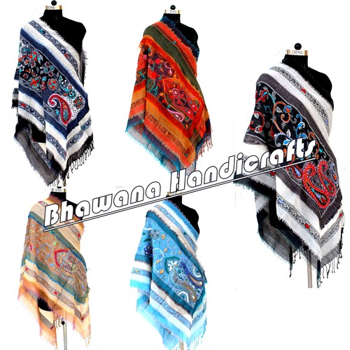 Multi Colors Hand Woven Boiled Wool Shawl
