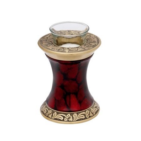 Crimson Marble Tealight Cremation Urn