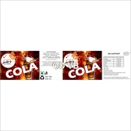 Cola Flavoured Soft Drink Packaging: Bottle
