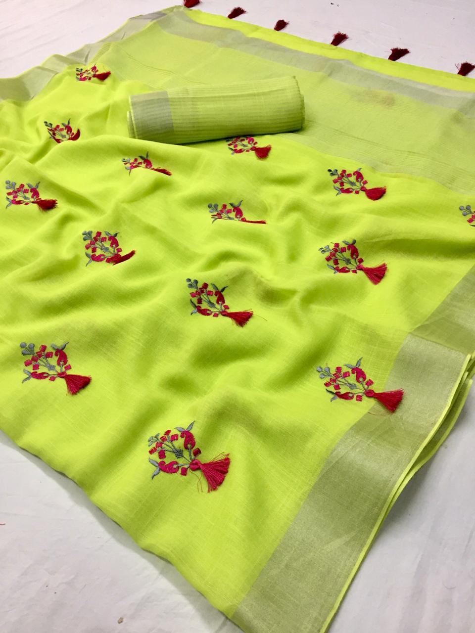 Ladies Linen Silk Saree