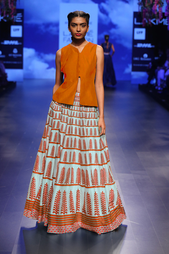 Orange Long Skirts With Top