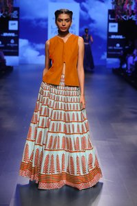 Orange Long Skirts With Top