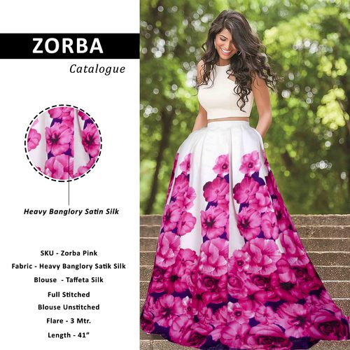 Exclusive Designer Pink Silk Lehenga - Modern Printed Design, No Fade & Washable Features