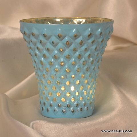 Antique Imitation Tumbler Shape Silver Glass Candle Votive