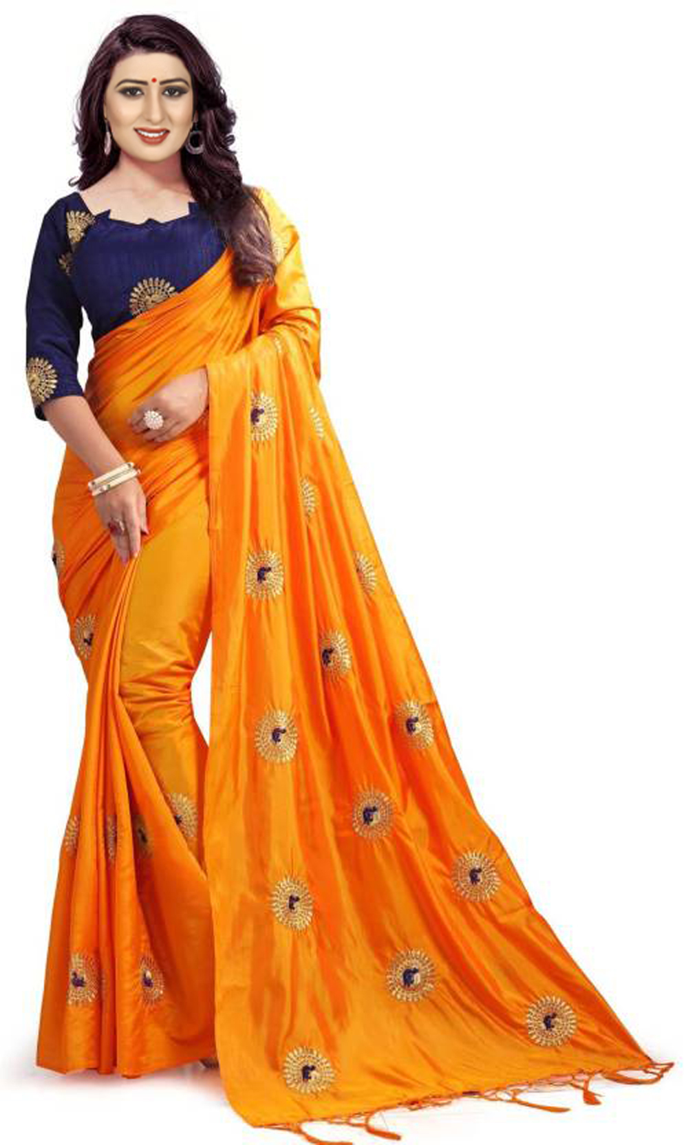 Roshani Embroidery Silk Saree