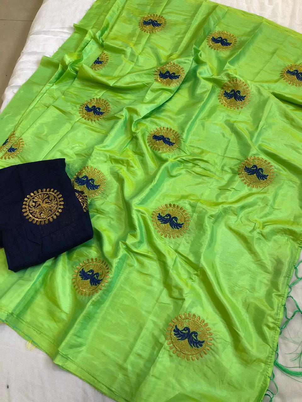 Roshani Embroidery Silk Saree