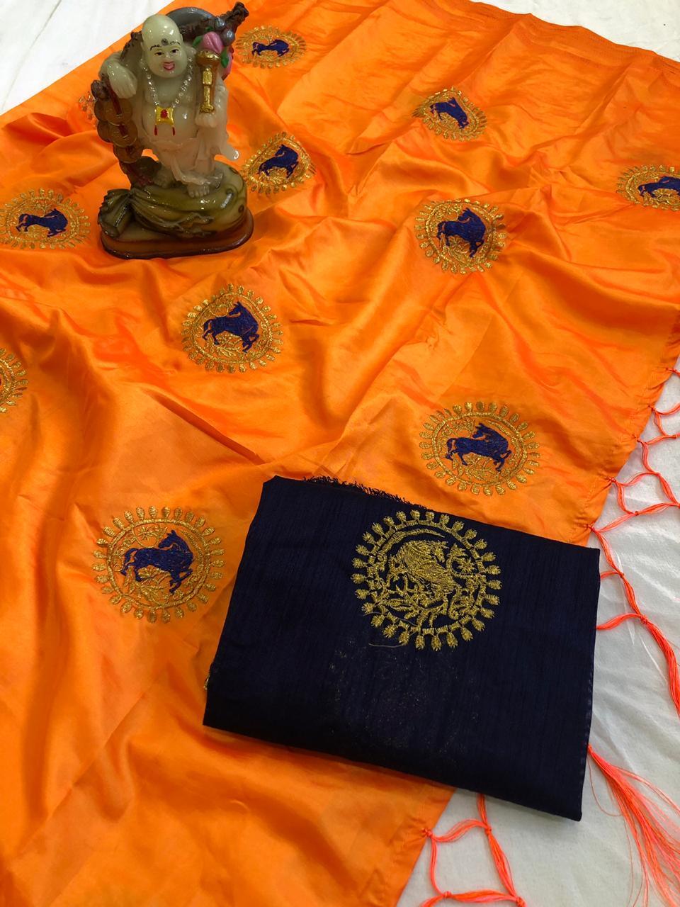 Roshani Embroidery Silk Saree